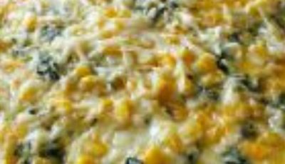 Oven Baked Cheesy Corn and Spinach Casserole