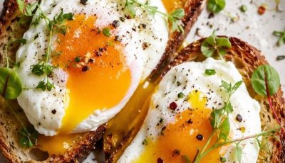 Air Fryer Poached Eggs on Toast